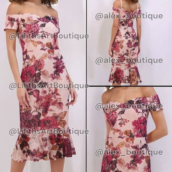 Siena Dresses & Skirts - Siena Off The Shoulder Floral Lace Midi Dress(C043)-Size 10 for Women